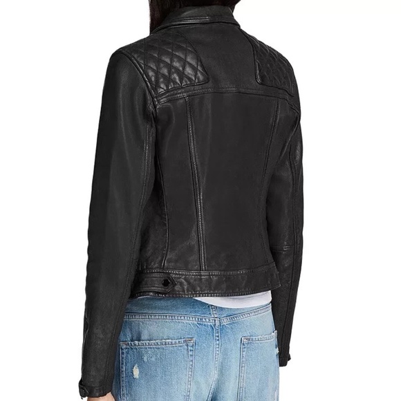 Unworn AllSaints Women's Conroy Black Leather Biker Jacket - Picture 5 of 16